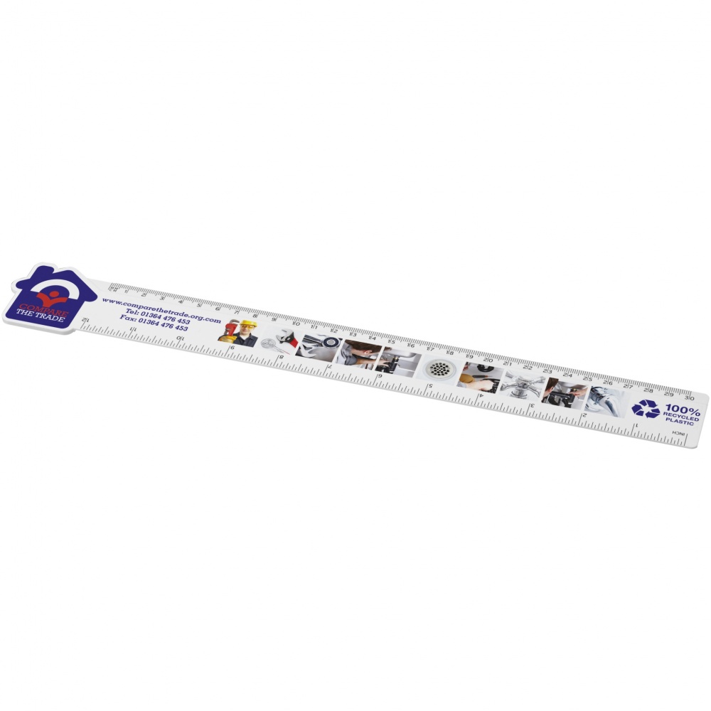 Logo trade advertising product photo of: Tait 30cm house-shaped recycled plastic ruler