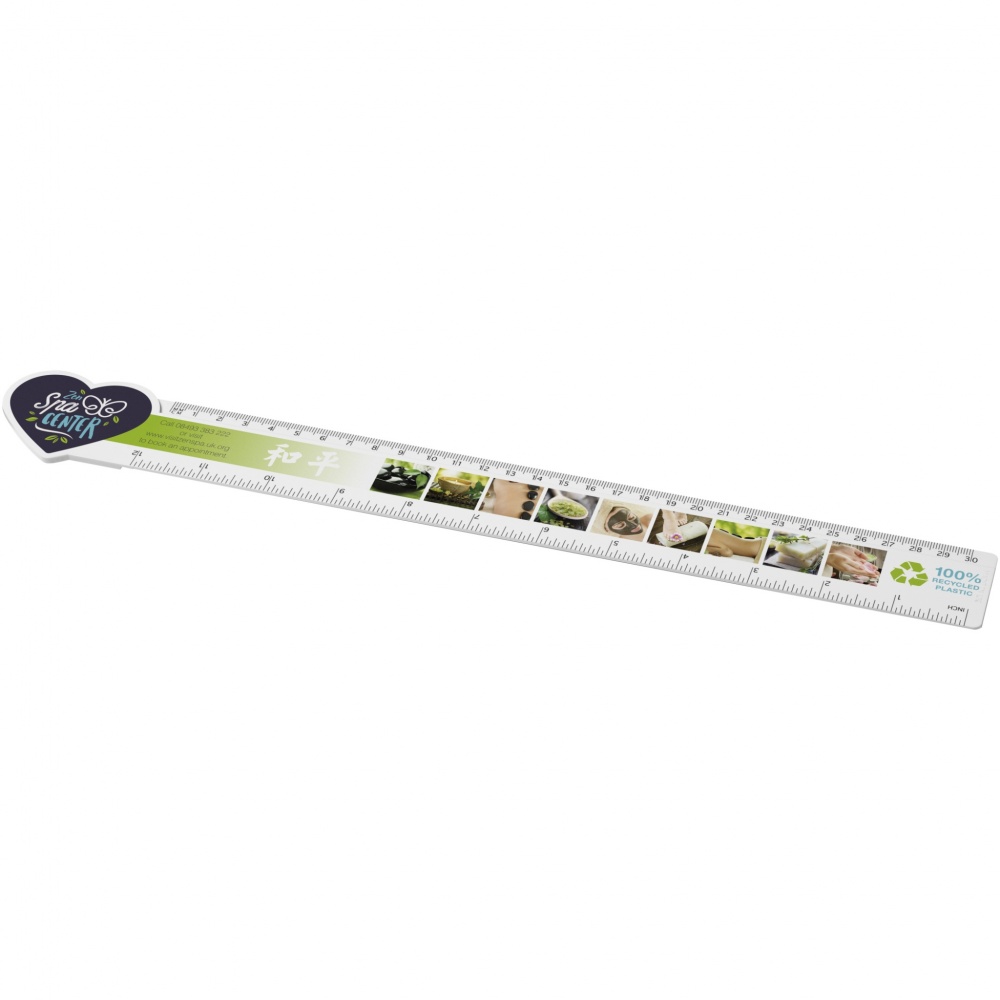 Logo trade promotional gifts picture of: Tait 30cm heart-shaped recycled plastic ruler