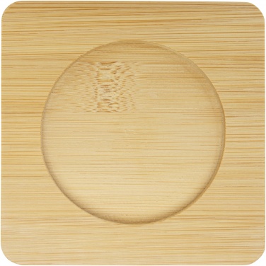 Logo trade advertising products image of: Manti 2-piece 250 ml double-wall glass cup with bamboo coaster 