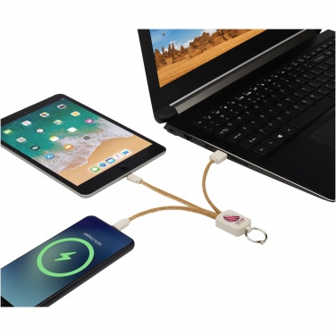 Logotrade business gift image of: Bates wheat straw and cork 3-in-1 charging cable