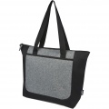 Reclaim GRS recycled two-tone zippered tote bag 15L, Solid black / Heather grey