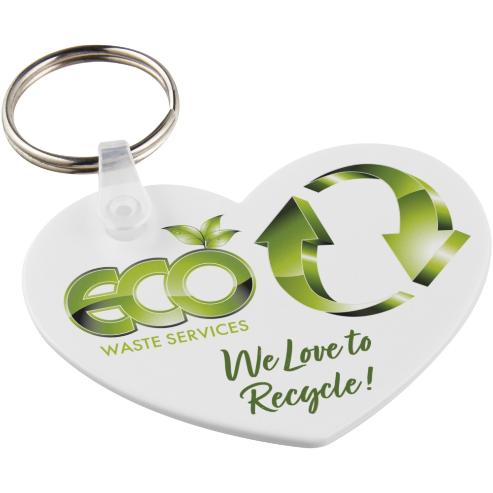 Logo trade promotional merchandise image of: Tait heart-shaped recycled keychain