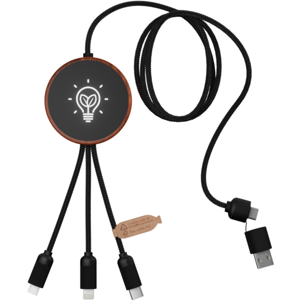 Logotrade corporate gifts photo of: SCX.design C40 5-in-1 rPET light-up logo charging cable and 10W charging pad