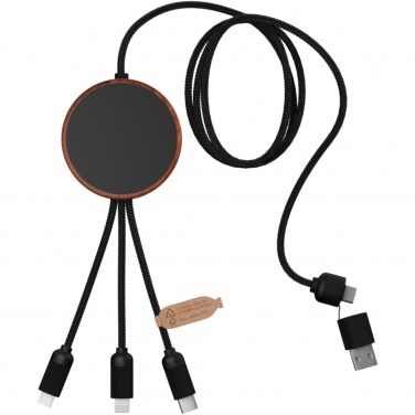 Logo trade promotional item photo of: SCX.design C40 5-in-1 rPET light-up logo charging cable and 10W charging pad