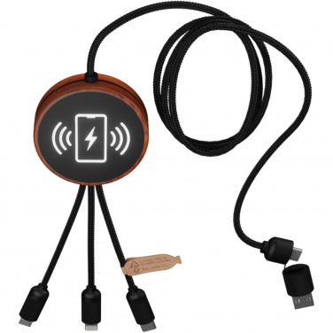 Logo trade promotional giveaway photo of: SCX.design C40 5-in-1 rPET light-up logo charging cable and 10W charging pad