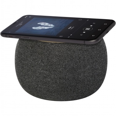 Logo trade advertising products image of: Ecofiber bamboo/RPET Bluetooth® speaker and wireless charging pad