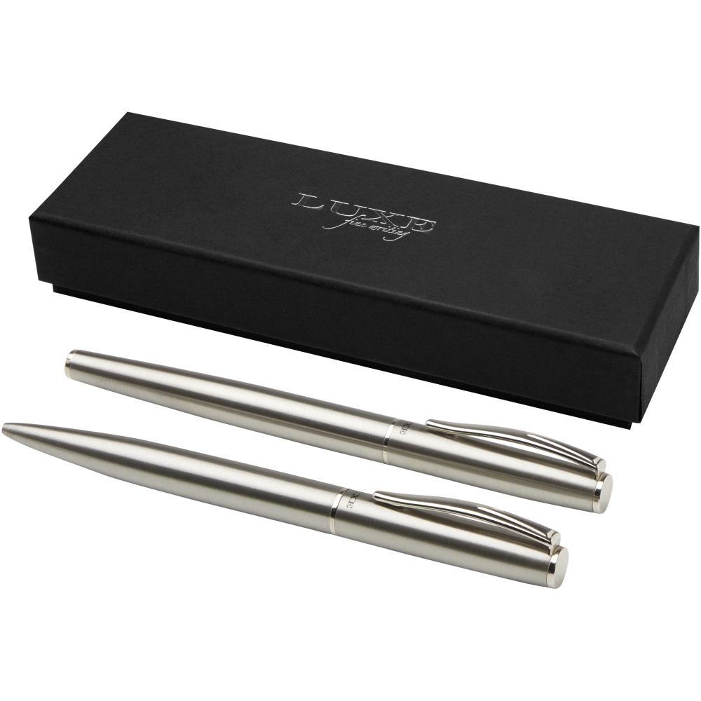 Logo trade promotional item photo of: Didimis recycled stainless steel ballpoint and rollerball pen set