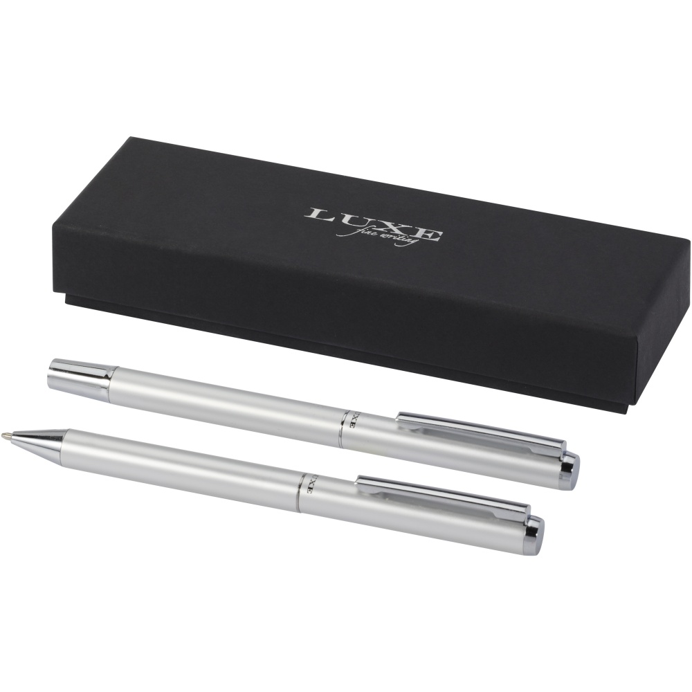 Logo trade promotional products picture of: Lucetto recycled aluminium ballpoint and rollerball pen gift set