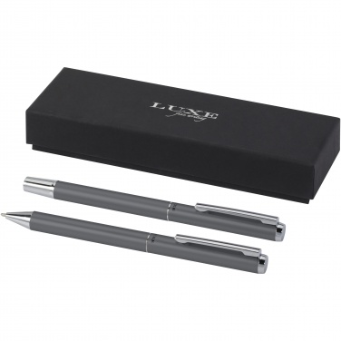 Logo trade promotional gifts image of: Lucetto recycled aluminium ballpoint and rollerball pen gift set