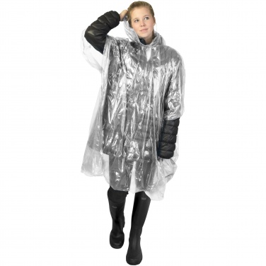 Logo trade corporate gifts image of: Mayan recycled plastic disposable rain poncho with storage pouch