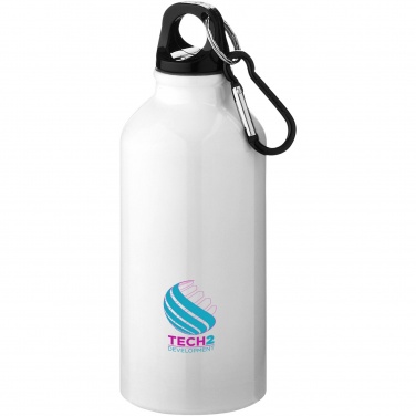 Logo trade promotional merchandise photo of: Oregon 400 ml RCS certified recycled aluminium water bottle with carabiner