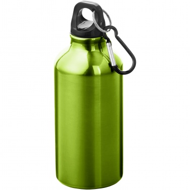 Logo trade promotional giveaways image of: Oregon 400 ml RCS certified recycled aluminium water bottle with carabiner