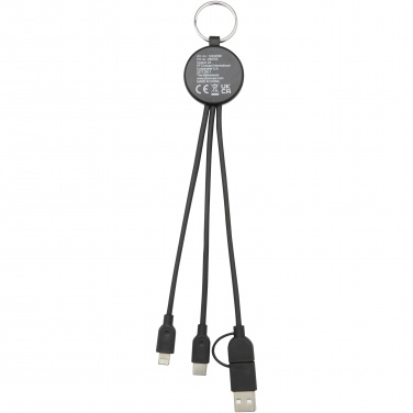 Logotrade promotional merchandise picture of: Tecta 6-in-1 recycled plastic/bamboo charging cable with keyring