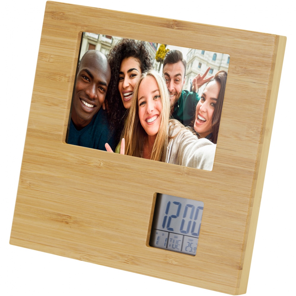 Logo trade promotional gifts picture of: Sasa bamboo photo frame with thermometer