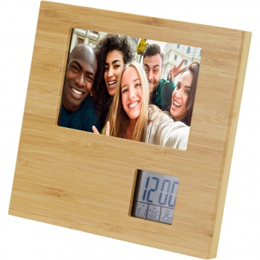 Logo trade promotional giveaways picture of: Sasa bamboo photo frame with thermometer