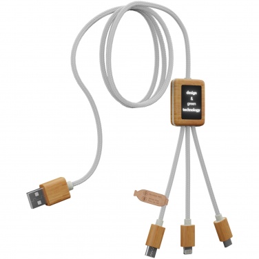 Logotrade promotional item picture of: SCX.design C39 3-in-1 rPET light-up logo charging cable with squared bamboo casing