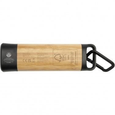 Logotrade promotional gift picture of: Kuma bamboo/RCS recycled plastic torch with carabiner