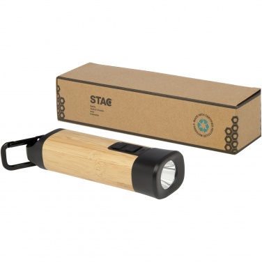 Logo trade promotional merchandise photo of: Kuma bamboo/RCS recycled plastic torch with carabiner