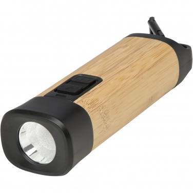 Logo trade corporate gift photo of: Kuma bamboo/RCS recycled plastic torch with carabiner