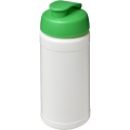 Baseline 500 ml recycled sport bottle with flip lid, White / Green