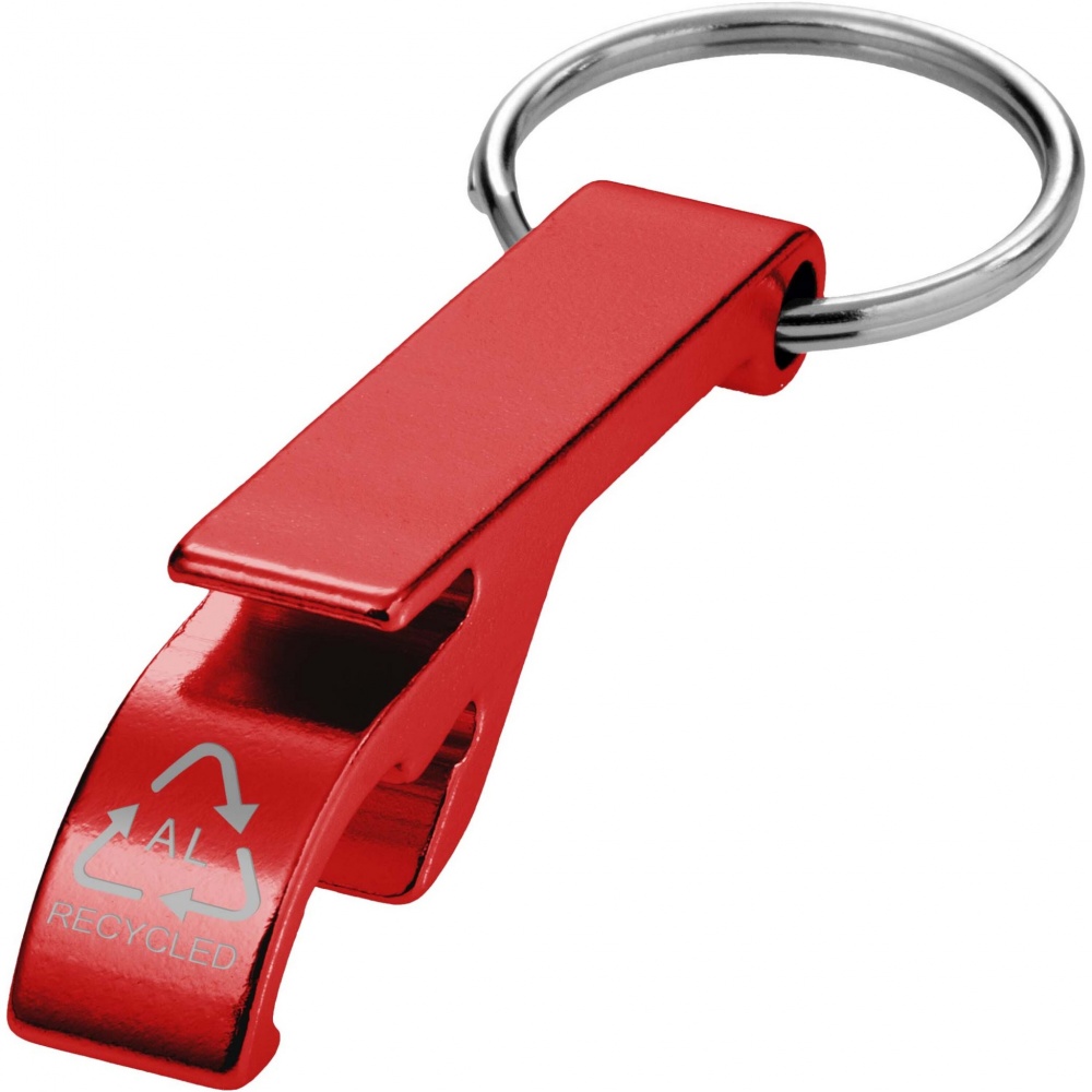 Logotrade promotional product picture of: Tao RCS recycled aluminium bottle and can opener with keychain 