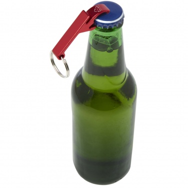 Logotrade promotional item image of: Tao RCS recycled aluminium bottle and can opener with keychain 