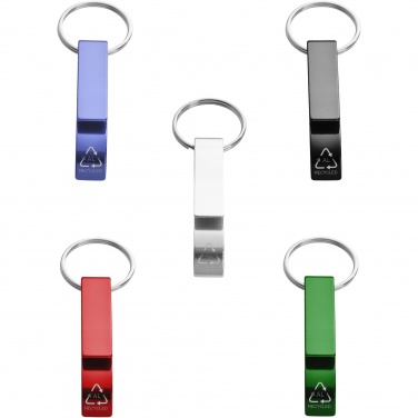 Logo trade corporate gifts image of: Tao RCS recycled aluminium bottle and can opener with keychain 