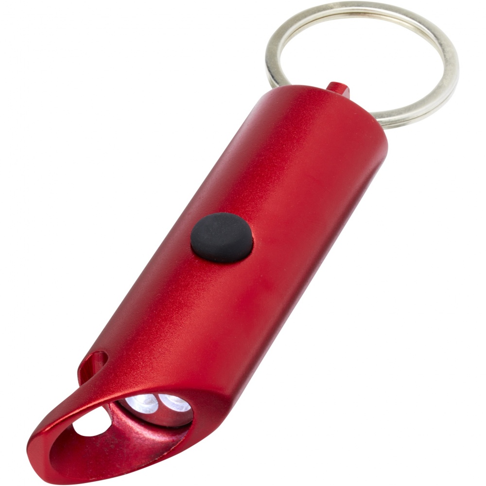 Logo trade promotional product photo of: Flare RCS recycled aluminium IPX LED light and bottle opener with keychain