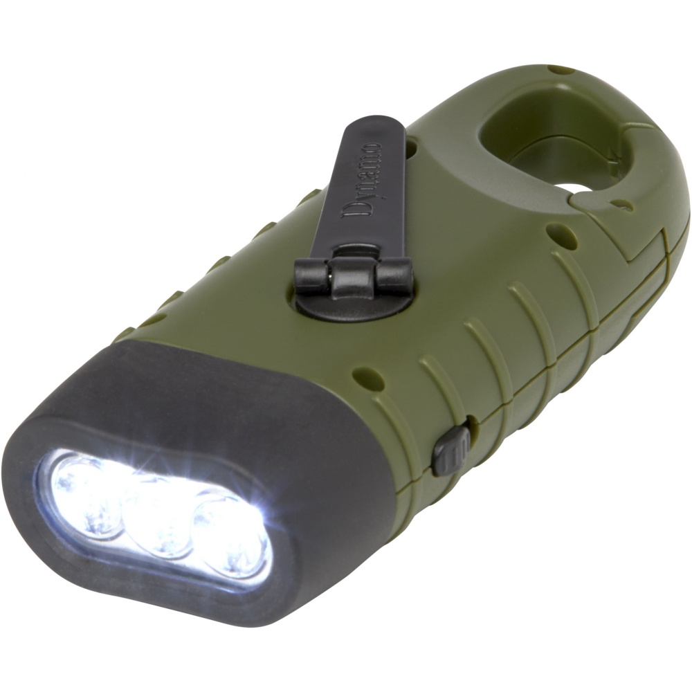 Logotrade corporate gift image of: Helios recycled plastic solar dynamo flashlight with carabiner