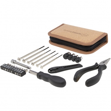 Logo trade promotional gift photo of: Spike 24-piece RCS recycled plastic tool set with cork pouch