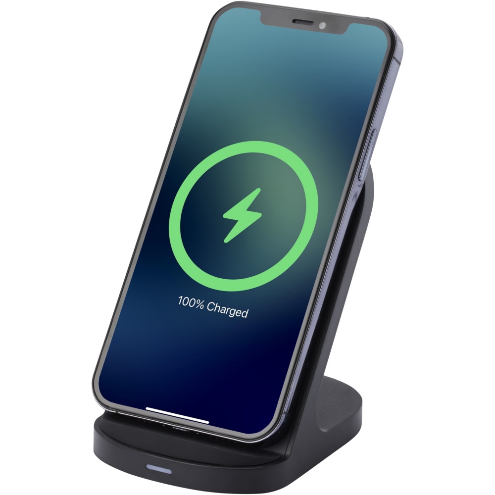 Logo trade promotional giveaway photo of: Loop 15W dual coil RCS recycled plastic wireless charging stand