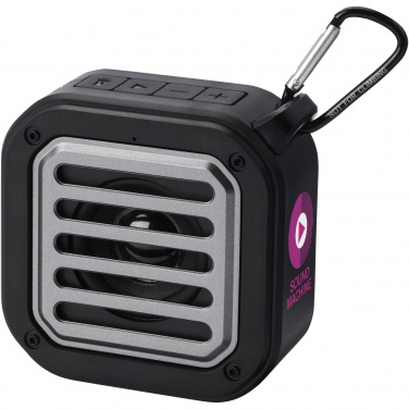 Logotrade promotional items photo of: Solo 3W IPX5 RCS recycled plastic solar Bluetooth® speaker with carabiner 