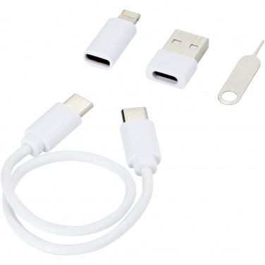 Logo trade promotional merchandise picture of: Savvy recycled plastic modular charging cable with phone holder