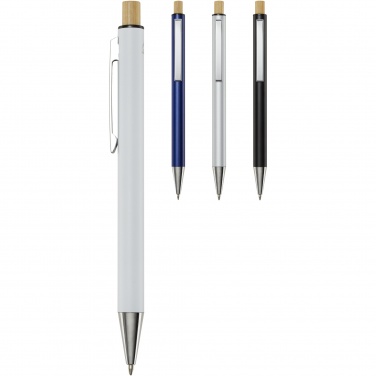 Logo trade promotional merchandise picture of: Cyrus recycled aluminium ballpoint pen (blue ink)