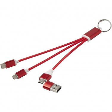 Logo trade advertising products image of: Metal 4-in-1 recycled aluminium charging cable with keychain