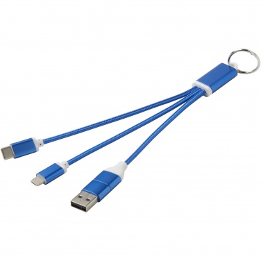 Logo trade promotional product photo of: Metal 4-in-1 recycled aluminium charging cable with keychain