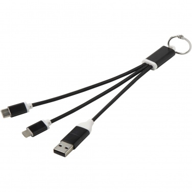 Logo trade promotional gifts image of: Metal 4-in-1 recycled aluminium charging cable with keychain