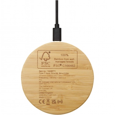 Logotrade advertising product picture of: Essence 15W bamboo wireless charging pad