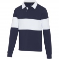 Clyde unisex organic rugby polo sweatshirt, Navy / White