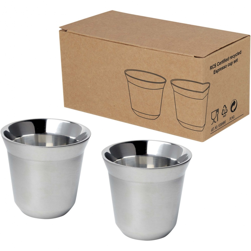 Logotrade promotional products photo of: Duo 80 ml RCS certified stainless steel espresso cup set 