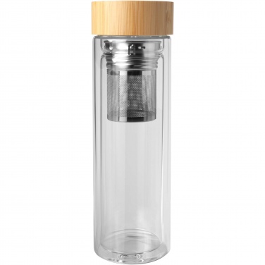 Logo trade corporate gift photo of: Bailey 400 ml borsilicate glass infuser bottle with bamboo lid