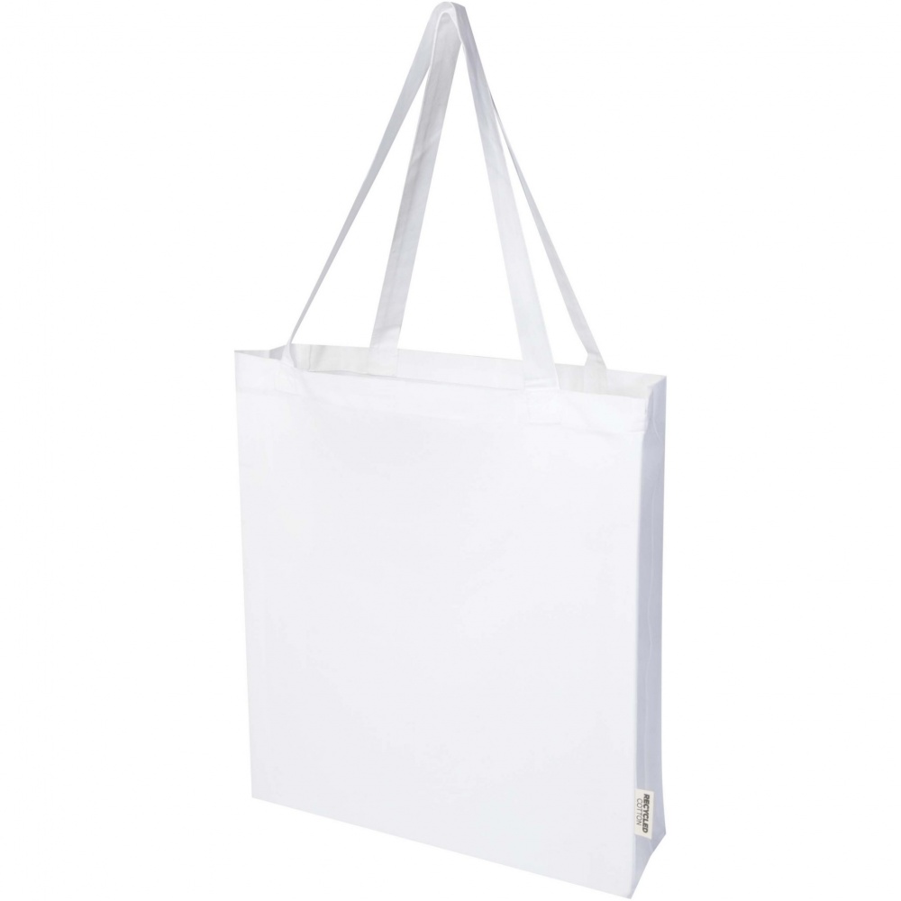 Logo trade promotional giveaways image of: Madras 140 g/m² GRS recycled cotton gusset tote bag