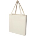 Madras 140 g/m² GRS recycled cotton gusset tote bag, Natural