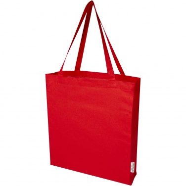 Logo trade promotional merchandise image of: Madras 140 g/m² GRS recycled cotton gusset tote bag