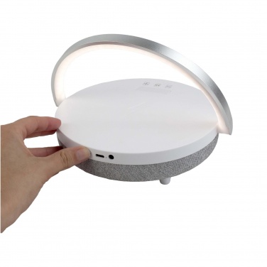 Logo trade promotional merchandise picture of: Prixton 4-in-1 10W Bluetooth® speaker with LED light and wireless charging base