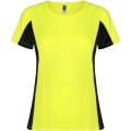 Shanghai short sleeve women's sports t-shirt, Fluor Yellow / Solid black