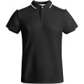 Tamil short sleeve men's sports polo, Solid black / White