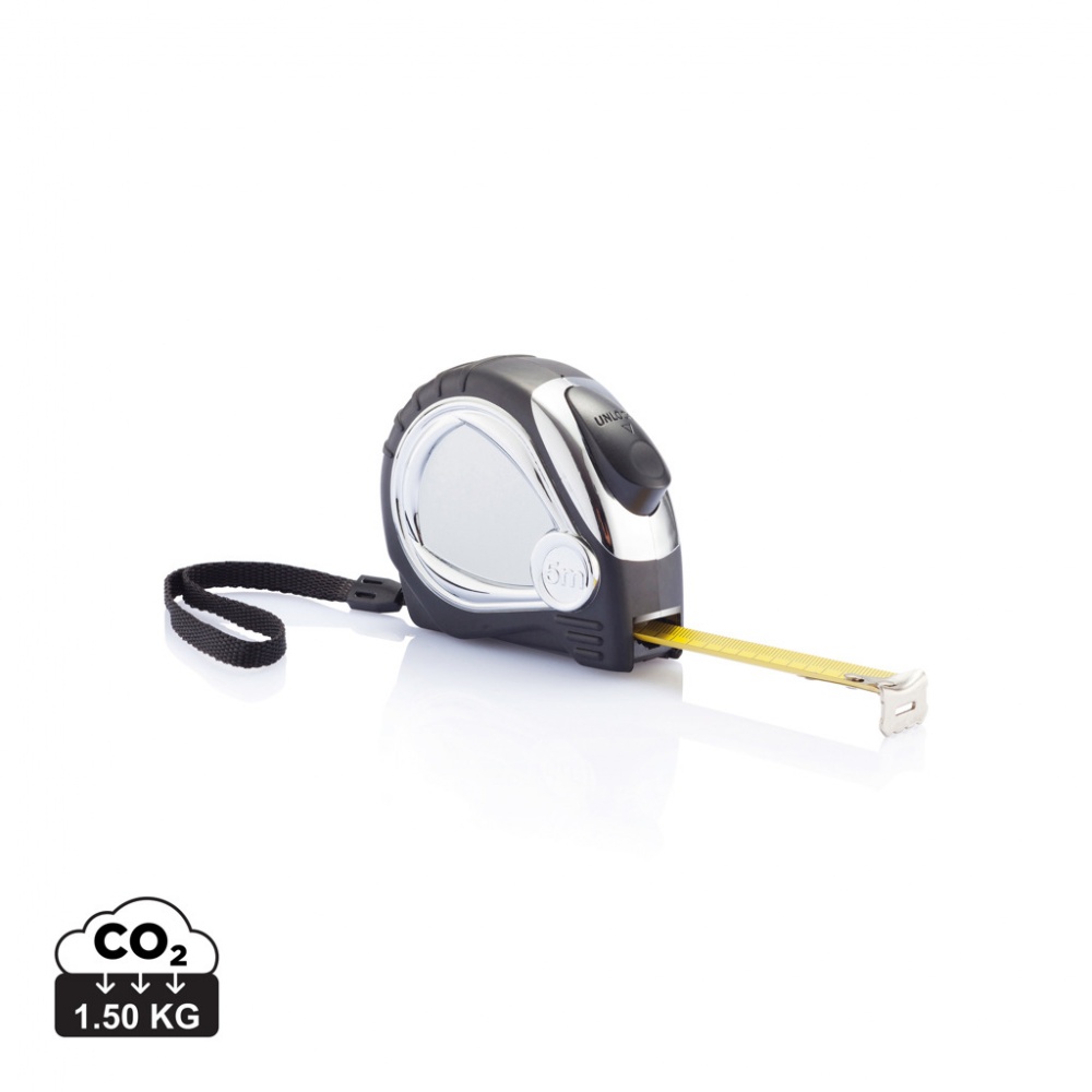 Logo trade business gift photo of: Chrome plated auto stop tape measure