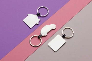 Logo trade advertising product photo of: RCS recycled zinc alloy rectangle keyring