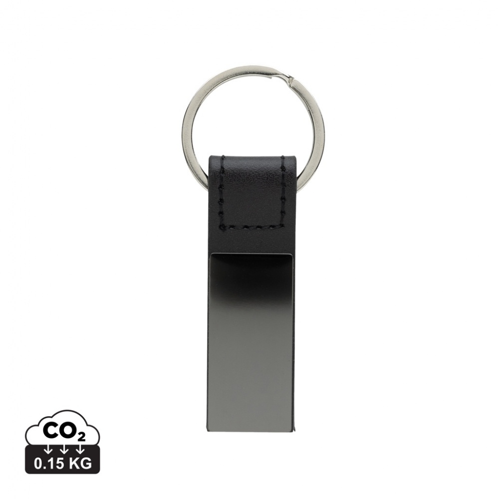 Logo trade promotional giveaway photo of: Luxury PU keychain RCS recycled zinc alloy